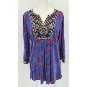 Soft Surroundings Bohemian Beaded‎ Women Tunic PS Floral Hippie Festival Party